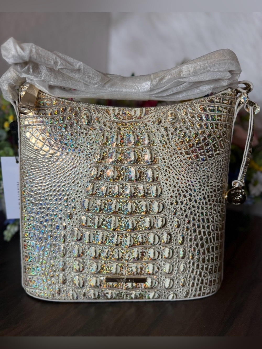 BRAHMIN KATIE HOLOGRAM NWT GORGEOUS HTF FIRM WRAPPED STRAPS